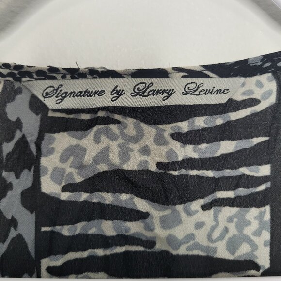 Larry Levine black white mixed print grunge lace abstract art to wear top large - Picture 4 of 7